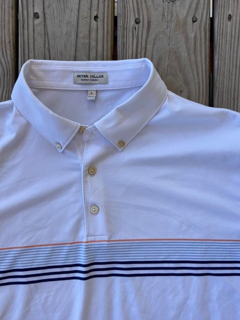 Peter Millar Summer Comfort Polo Golf Shirt White Large